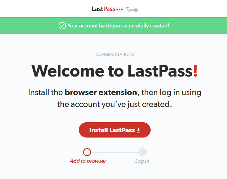 LastPass - account created